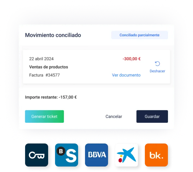 Panel de conciliación bancaria en FinanEDI